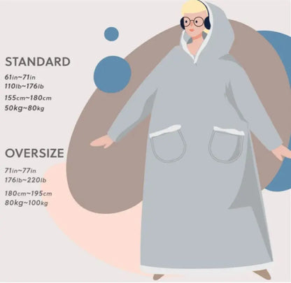 Suer Long Flannel Sherpa Wearable Blanket Winter Warm Blanket with Sleeves Hoodie Sweatshirts Oversized  TV Blanket Pullover