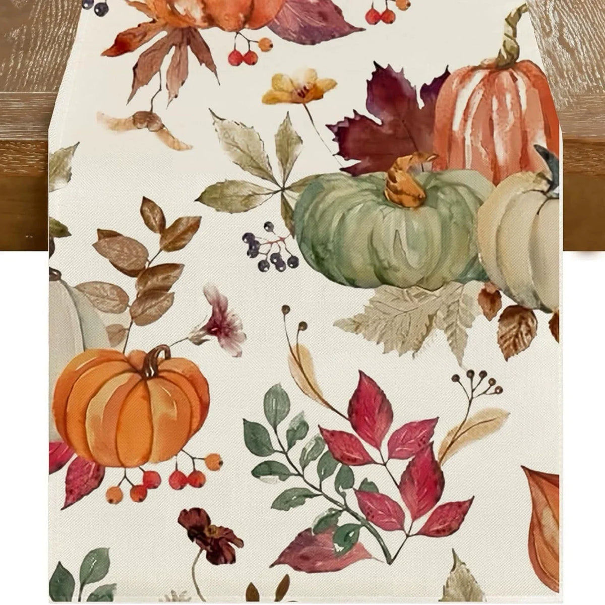 Fall Table Runner Printed Thanksgiving Maple Leaf Linen Runners, Seasonal Autumn Holiday Table Decor for Kitchen, Dining, Party