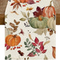 Fall Table Runner Printed Thanksgiving Maple Leaf Linen Runners, Seasonal Autumn Holiday Table Decor for Kitchen, Dining, Party
