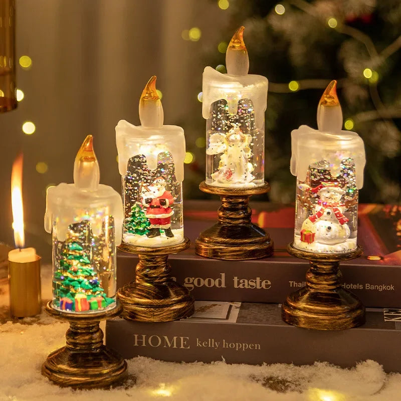 Christmas Crystal Ball Music Box Lantern — Snowflake Holiday Candlestick Decor