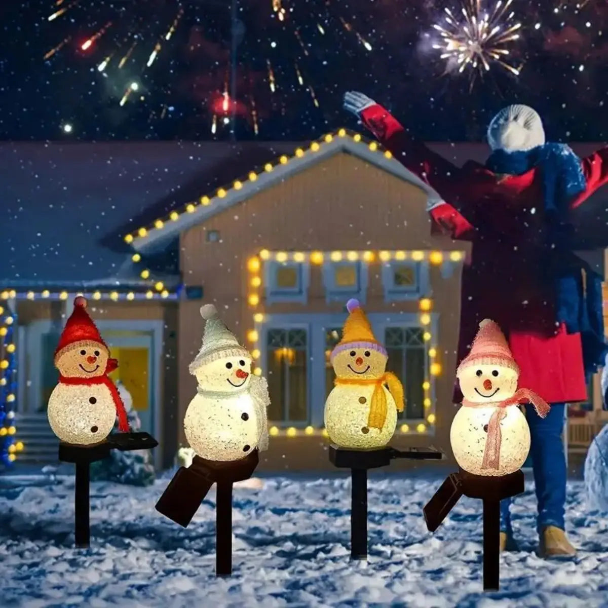 Solar Christmas Snowman Garden Light — Outdoor Lawn & Pathway Decor