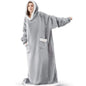 Suer Long Flannel Sherpa Wearable Blanket Winter Warm Blanket with Sleeves Hoodie Sweatshirts Oversized  TV Blanket Pullover