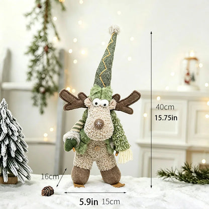 Christmas Snowman & Reindeer Scene Figurines — Holiday Shelf & Tabletop Decor