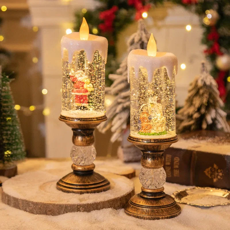 Christmas Crystal Snow LED Candle Light — Musical Drifting Snow Holiday Decor