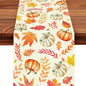 Fall Table Runner Printed Thanksgiving Maple Leaf Linen Runners, Seasonal Autumn Holiday Table Decor for Kitchen, Dining, Party