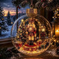 Clear Christmas Diorama Glowing Bauble Ornament — Holiday Scene Tree Decoration