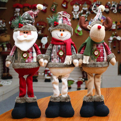 Christmas Flannel Snowman & Elk Doll — Soft Holiday Decor & Gift