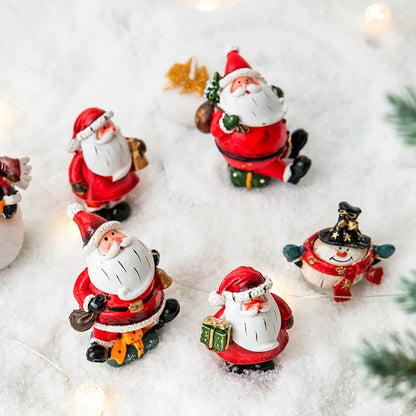 Christmas Resin Santa & Snowman Desktop Figurine – Holiday Décor & Photography Prop
