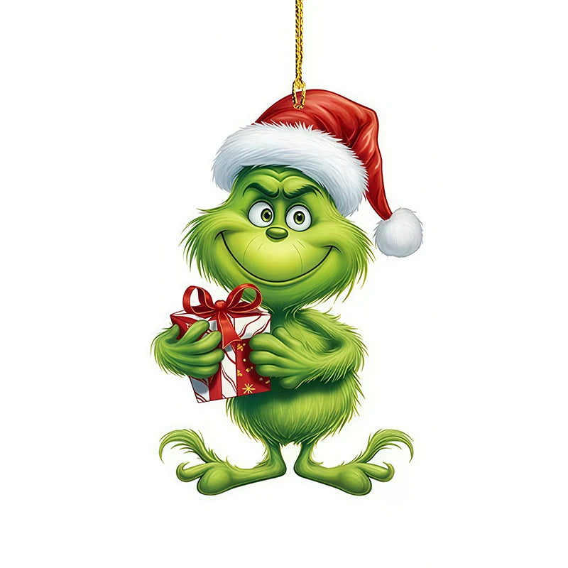 Green Character Christmas Tree Ornament Set — 12-Piece Acrylic Holiday Pendants