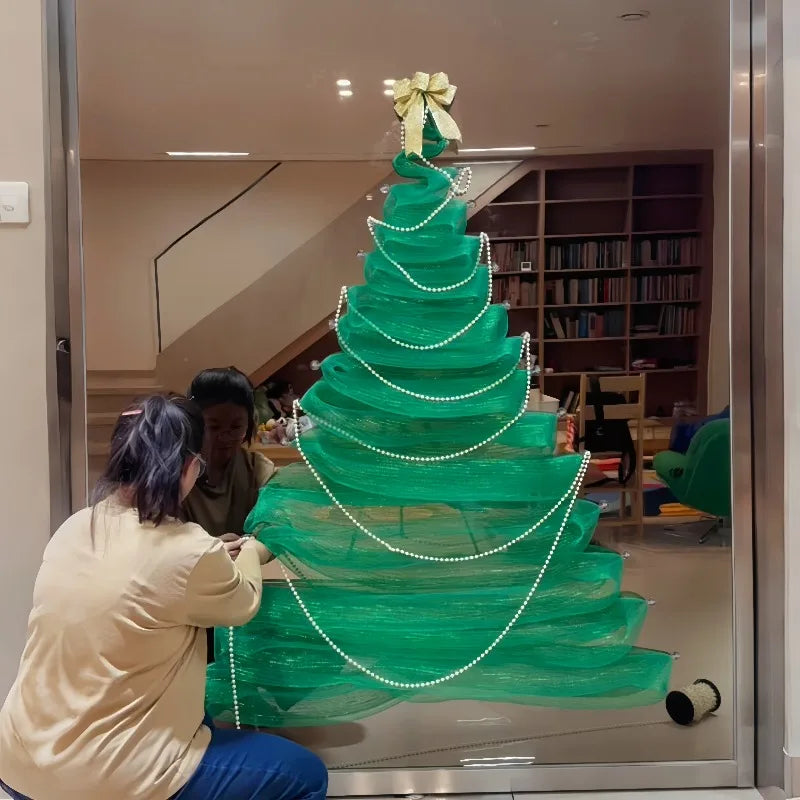 DIY Window Christmas Tree Kit — Silk Yarn Glass & Storefront Holiday Display