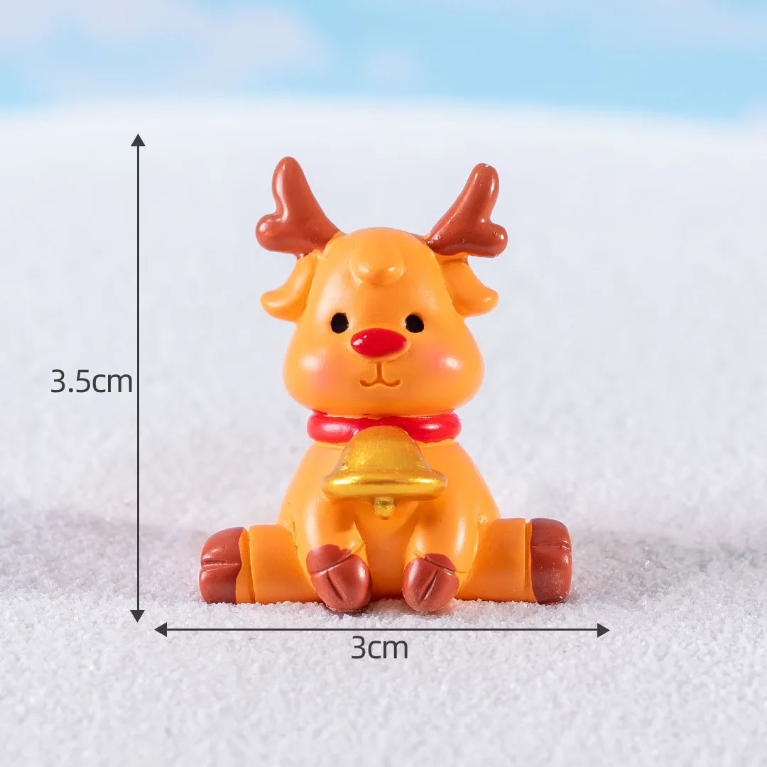 Christmas Resin Miniature Figurines – Santa, Elk & Snowman Holiday Décor Statues