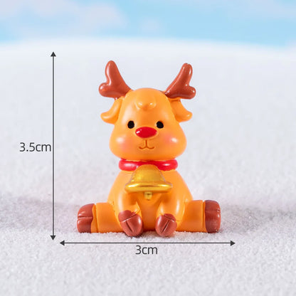 Christmas Resin Miniature Figurines – Santa, Elk & Snowman Holiday Décor Statues
