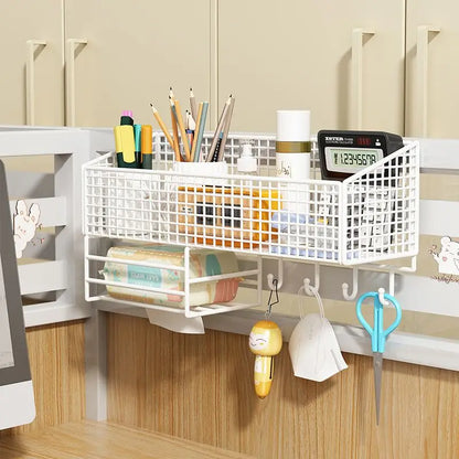 Wall-Mounted Storage Basket Shelf — No-Drill Iron Hanging Organizer