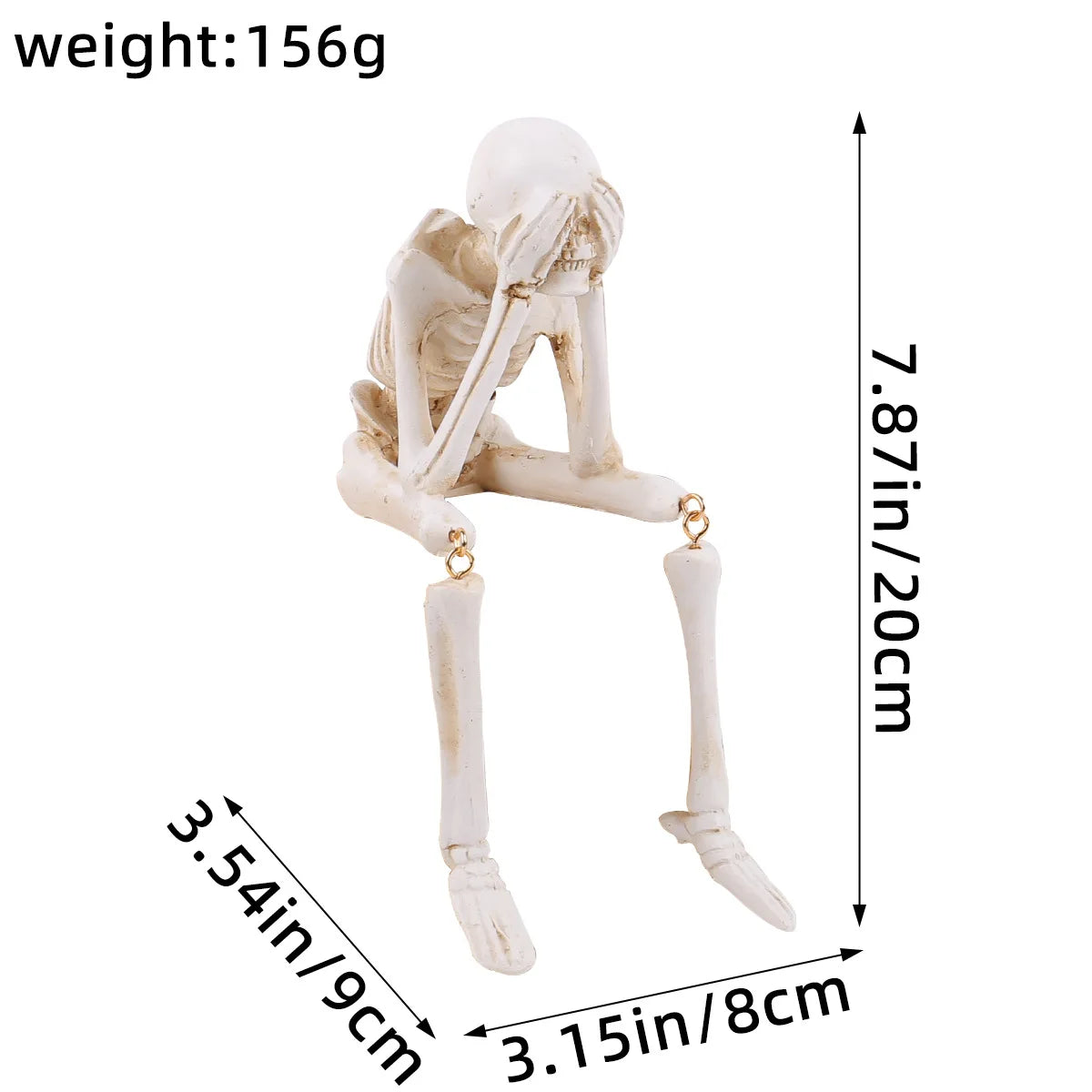 See No Evil Skeleton Figurine Set — Resin Skull Bookshelf & Halloween Decor