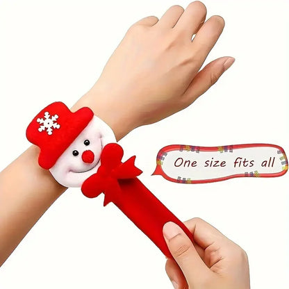Christmas Snap Bracelets & Rings Set — Snowman, Reindeer & Santa Stocking Stuffers