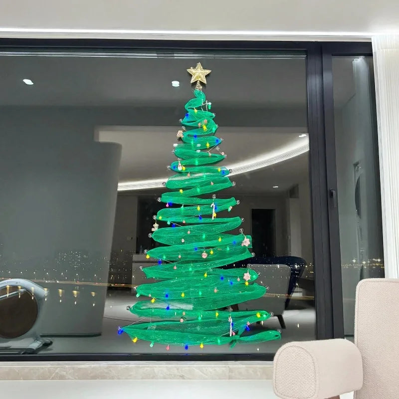 DIY Window Christmas Tree Kit — Silk Yarn Glass & Storefront Holiday Display