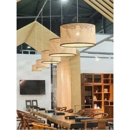 Modern Handwoven Bamboo Rattan Pendant Lamp Shade — 40cm Natural Weave