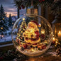 Clear Christmas Diorama Glowing Bauble Ornament — Holiday Scene Tree Decoration