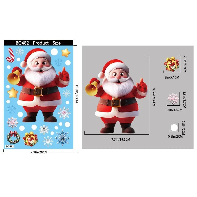 Christmas Window Stickers – Gingerbread Man, Santa, Snowman & Snowflake Decals