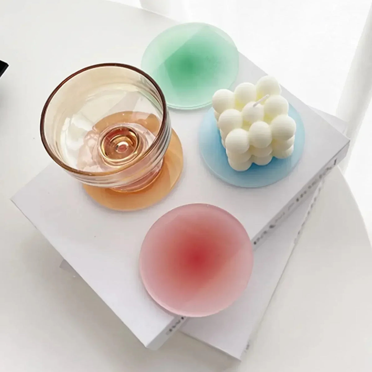 Gradient Colour Acrylic Coasters — Non-Slip Cup Mats for Bar, Café & Home Decor