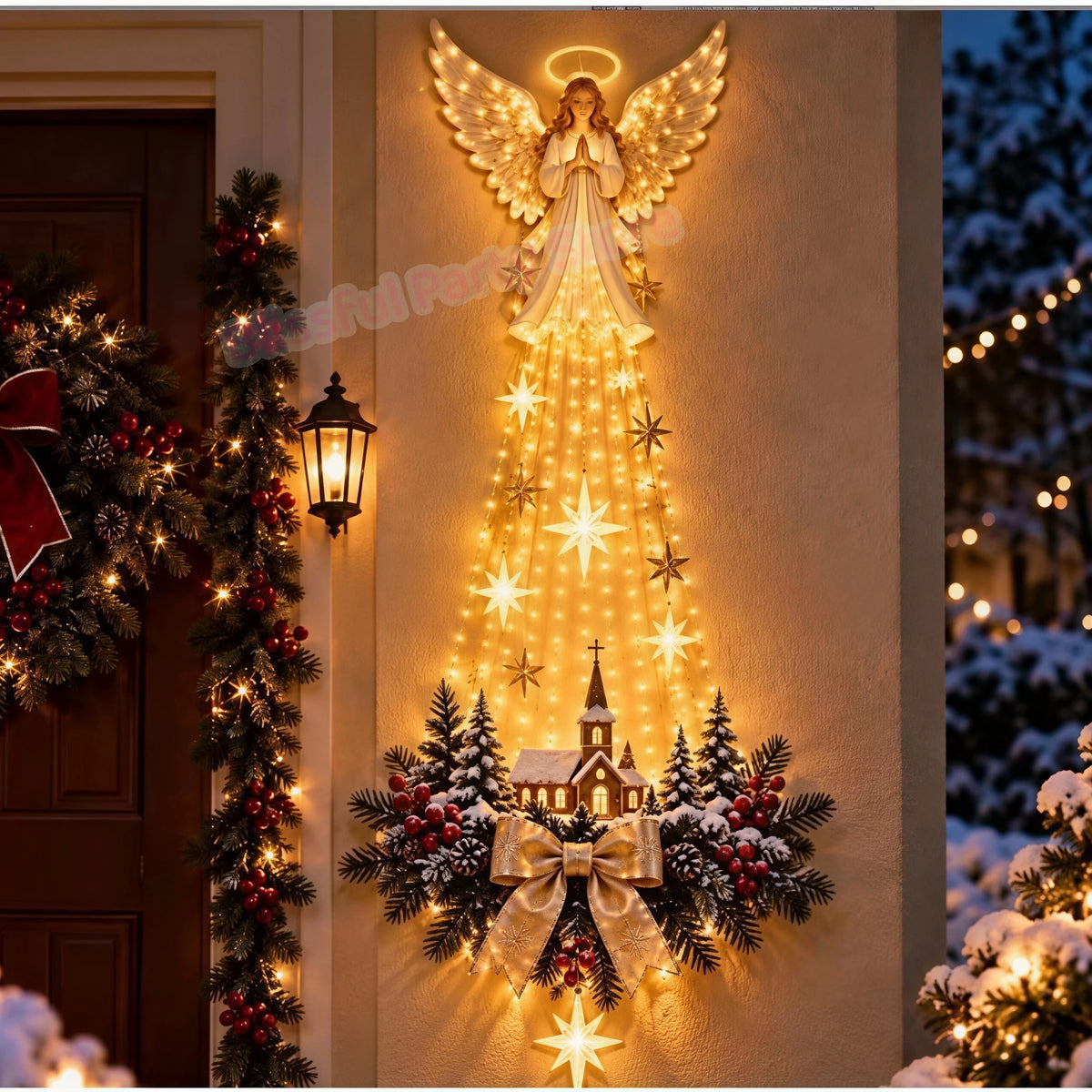 Christmas LED Glowing Wall Hanging Ornament – Lighted Holiday Scene Décor