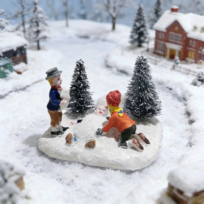 Christmas Village Figurines – Hand-Painted Resin Kids & Santa Scene Accessories