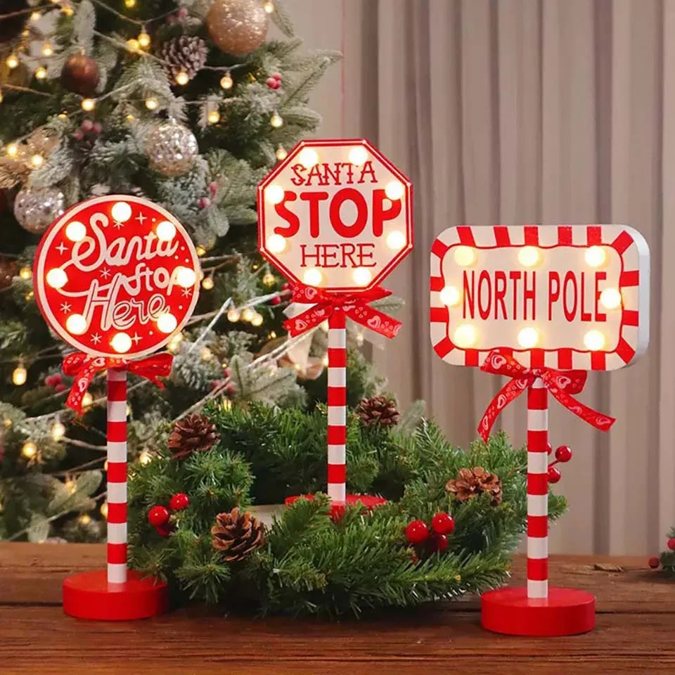 Santa Stop Here LED Tree Topper & Window Desk Lamp – Festive Holiday Light
