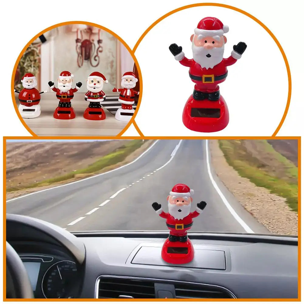 Solar Dancing Christmas Car Ornaments – Santa, Snowman, Reindeer & Tree Bobblehead Figures