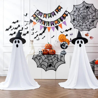 Halloween Standing Ghost Decoration with Witch Hat — Spooky Lawn & Indoor Decor