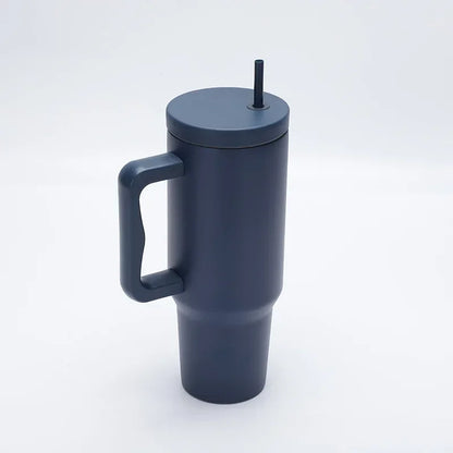 1pc 1200ml Leakproof 40oz Stainless Steel Tumbler with Handle and Straw Perfect for Outdoor Activities, Hiking, Running, Cycling