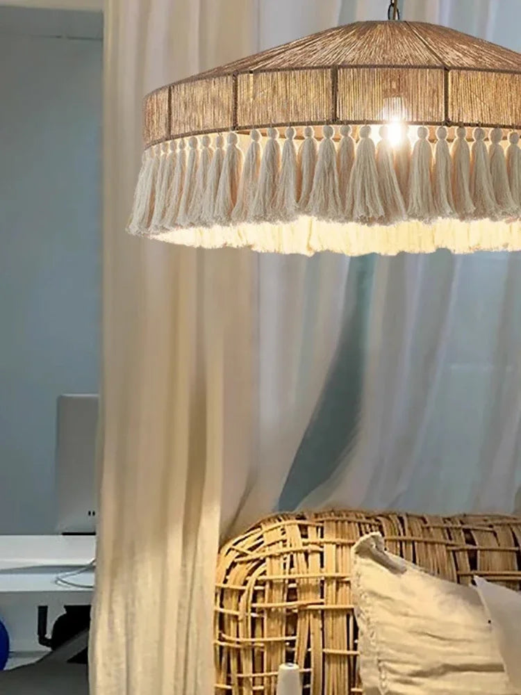 Retro Wabi-Sabi Rattan Handmade Pendant Light — Nordic Boho Chandelier