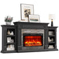 80" Electric Fireplace TV Stand with Mantel — Stacked Stone Surround