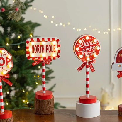 Santa Stop Here LED Tree Topper & Window Desk Lamp – Festive Holiday Light