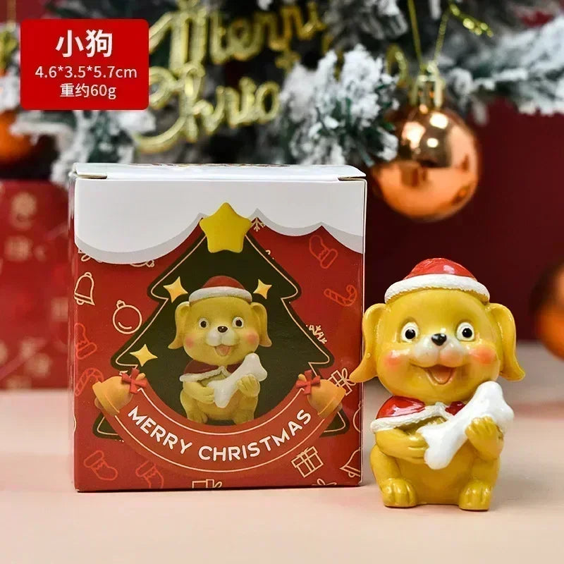 Christmas Resin Animal Figurine Ornament — Cute Holiday Desktop Decor