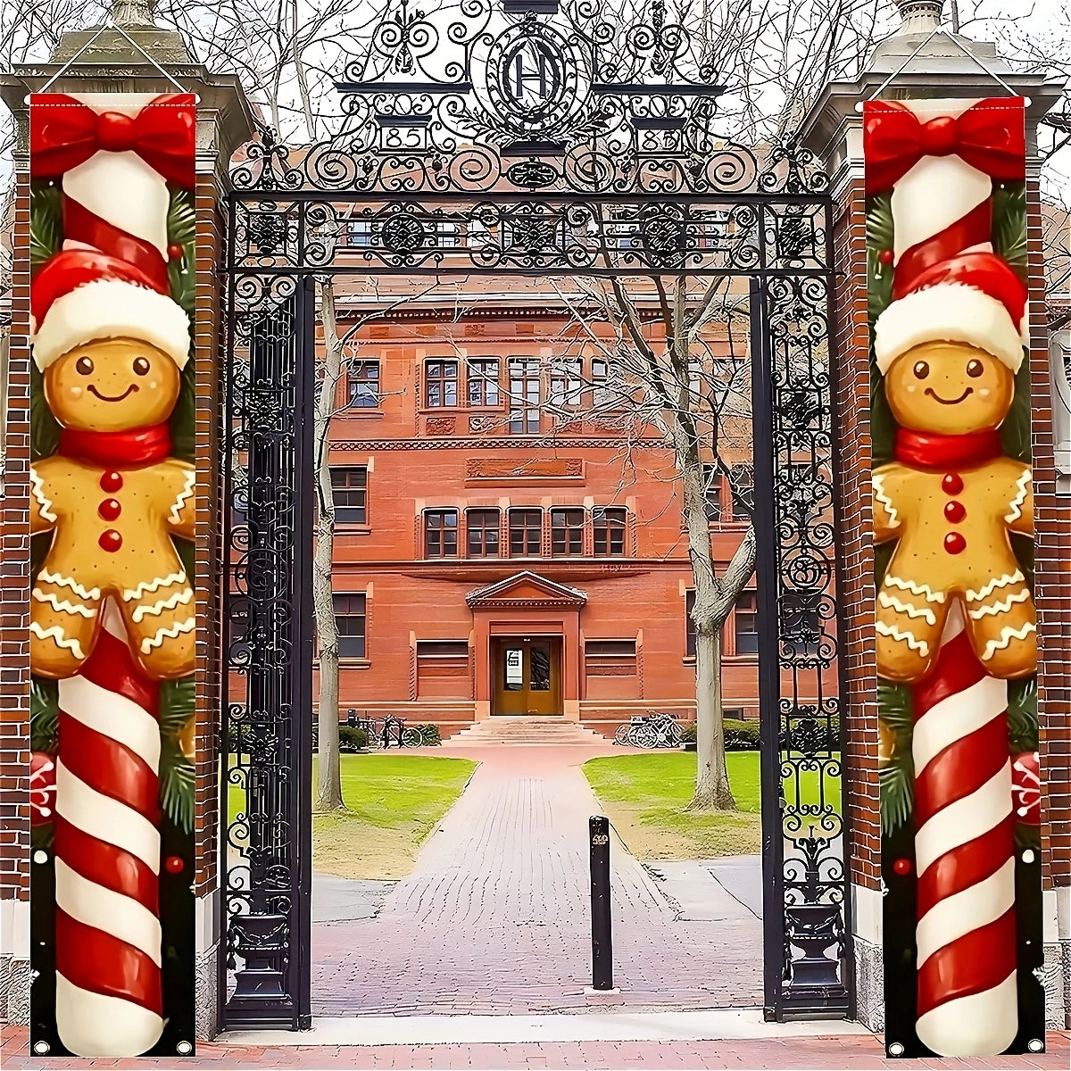 Merry Christmas Polyester Door Banner — Holiday Entryway & Party Decoration
