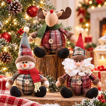 Christmas Plush Dolls – Reindeer, Santa & Snowman Holiday Character Figures