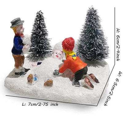 Christmas Village Figurines – Hand-Painted Resin Kids & Santa Scene Accessories