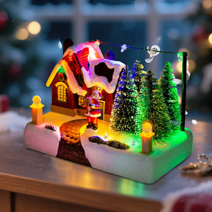 Christmas Village Scene – LED Lighted Collectible Building with Santa, Trees & Snow Décor