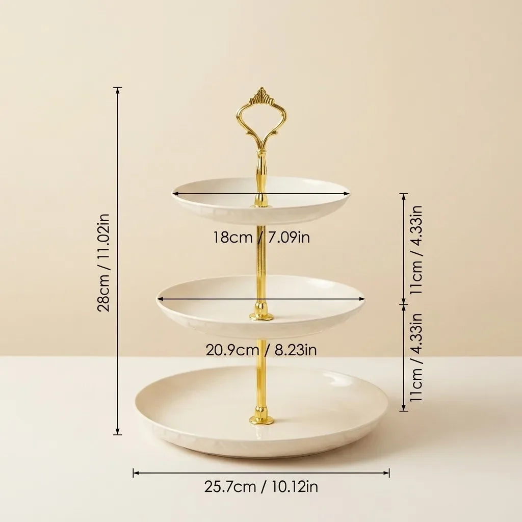 2/3 Tier Serving Tray Cake Stand Reusable Plastic Plates Serving Dishes Dessert Plate Fruit Bowl Snack Dish PET Food Tray Handle