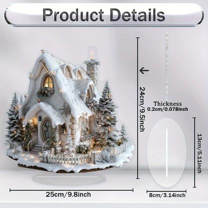 Christmas Acrylic Hanging Ornament – 2D Castle & Snow House Pendant