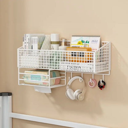 Wall-Mounted Storage Basket Shelf — No-Drill Iron Hanging Organizer