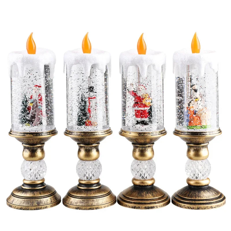 Christmas Crystal Snow LED Candle Light — Musical Drifting Snow Holiday Decor