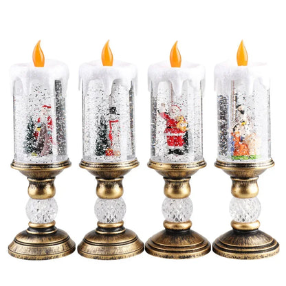 Christmas Crystal Snow LED Candle Light — Musical Drifting Snow Holiday Decor