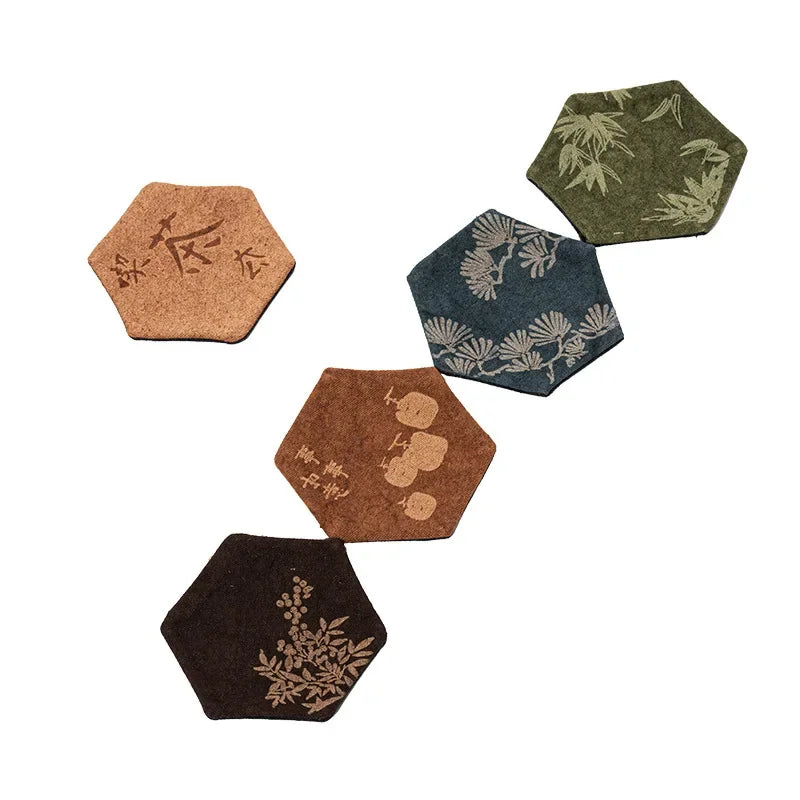 Vintage Embroidery Tea Coasters — Insulated Cup Holders for Tea Accessories