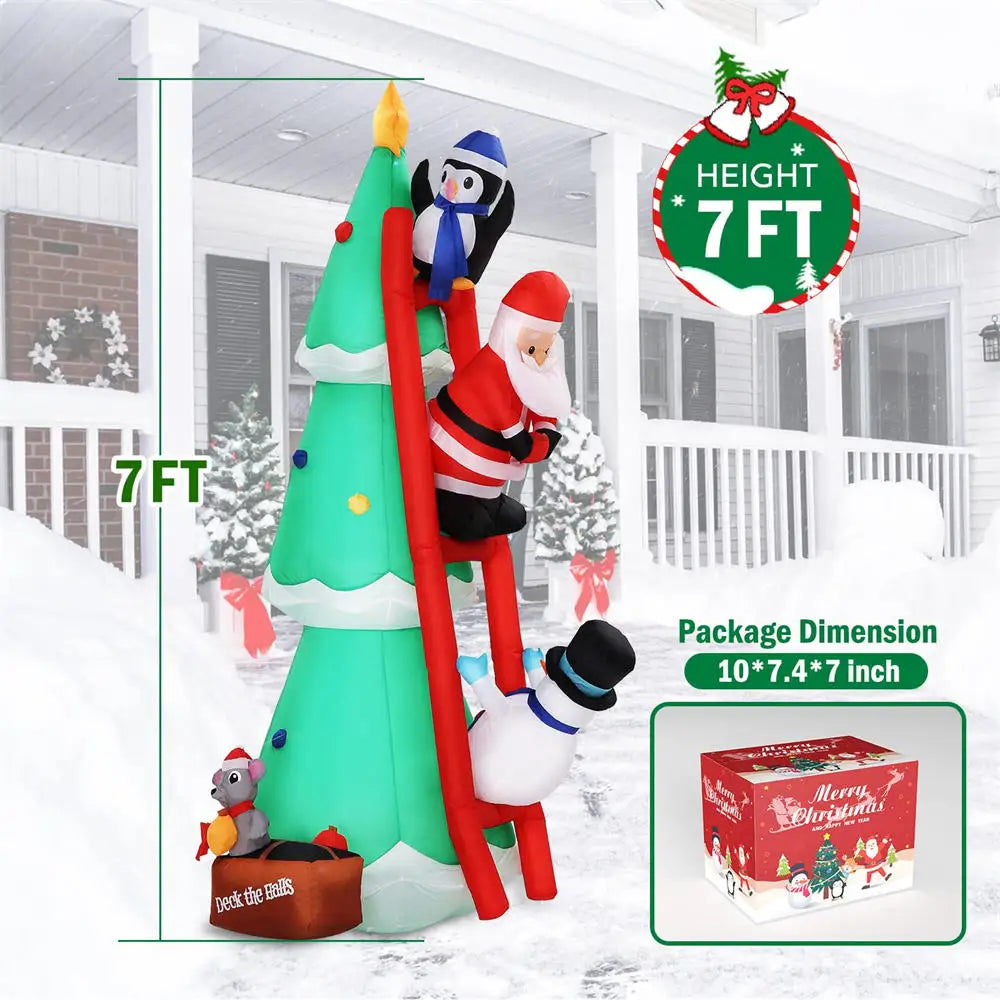 Christmas Inflatable 7FT Santa Claus Climbing Tree – Lighted Outdoor Yard Decor