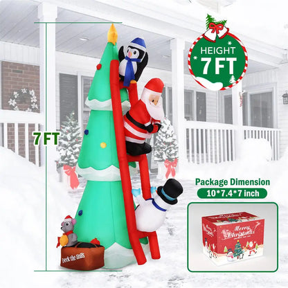 Christmas Inflatable 7FT Santa Claus Climbing Tree – Lighted Outdoor Yard Decor