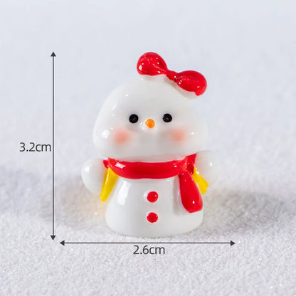 Christmas Resin Miniature Figurines – Santa, Elk & Snowman Holiday Décor Statues