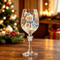 Christmas Snowflake Stemmed Wine Goblet — Luxury Holiday Art Glassware