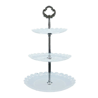 3 Tier Cake Tray Afternoon Tea Wedding Plates Party Tableware European Simply Style Creative Petal Fruit Tray Display Shelf