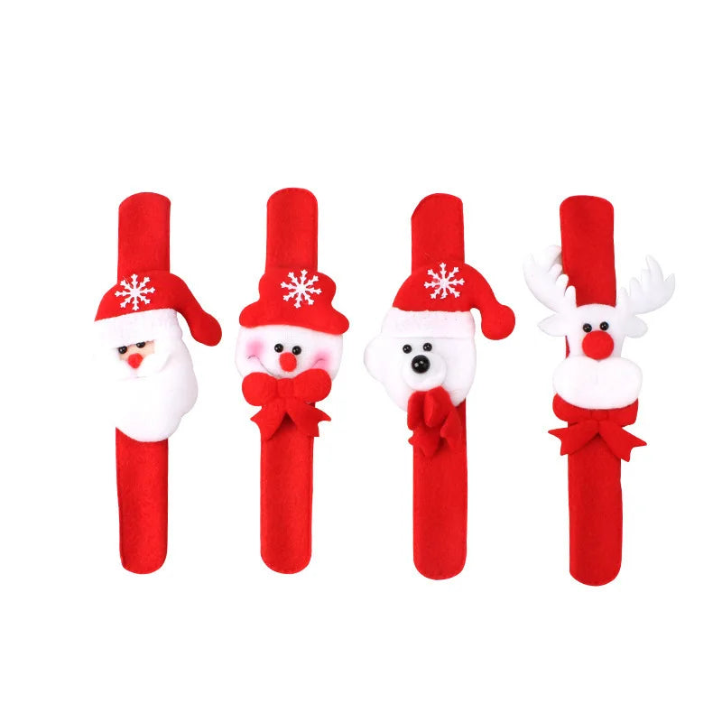 Christmas Snap Bracelets & Rings Set — Snowman, Reindeer & Santa Stocking Stuffers